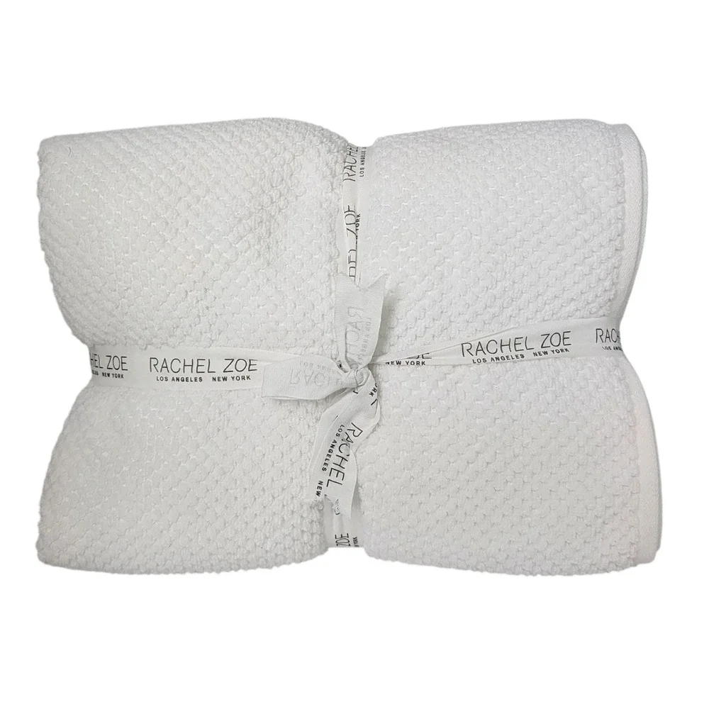 Rachel Zoe 6pc White Cotton Towel‎ Set 2 Bath 2 Hand 2 Washcloths